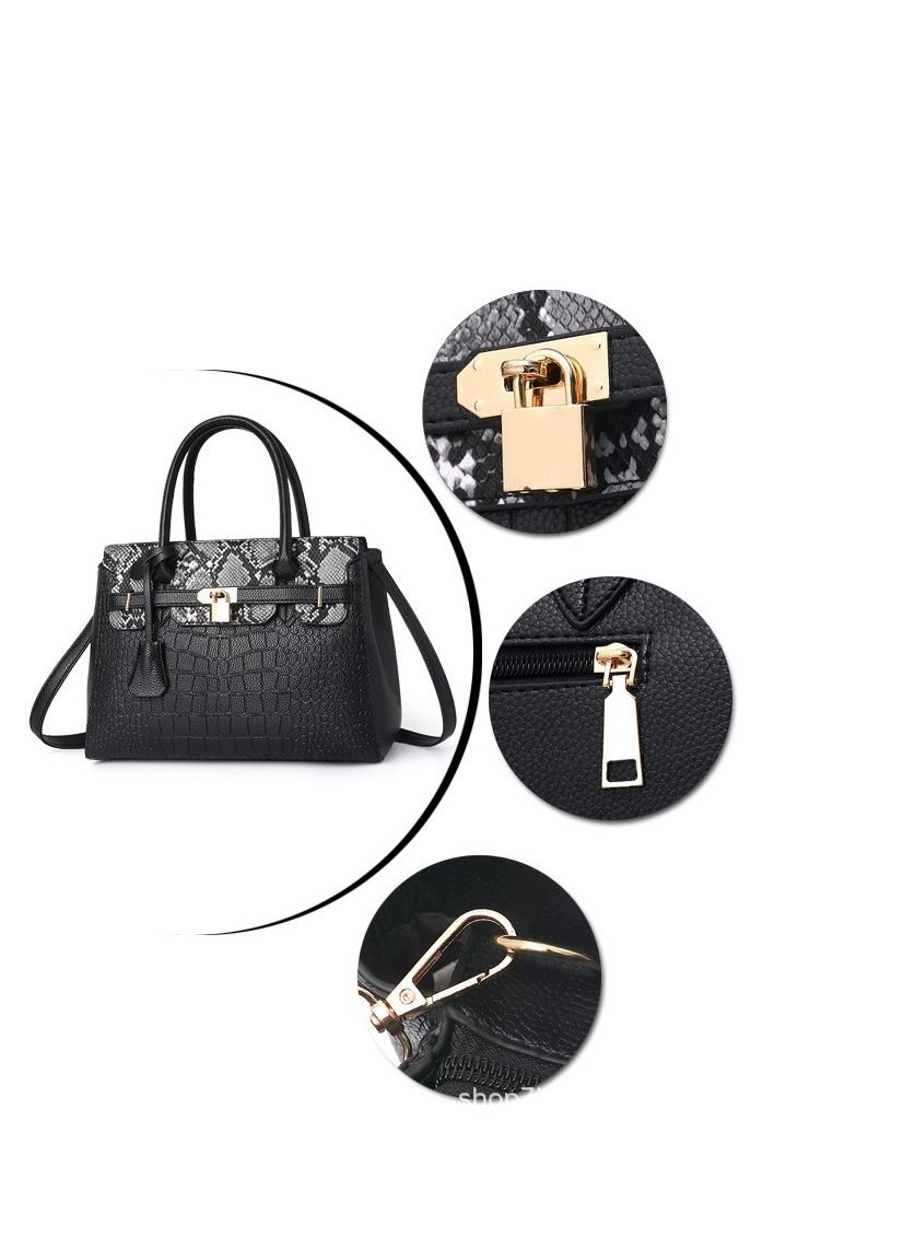 Women's Elegant Designer Handbag - Crocodile Pattern Shoulder Satchel Tote - Image 7