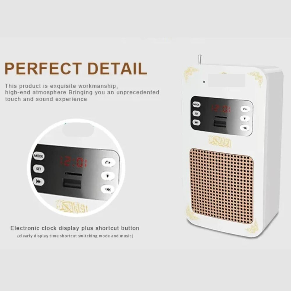Holy Wall Quran Speaker SQ-669 - Bluetooth Smart Wall Plug Quran Player with Multi-Color LED Night Light, Wireless MP3 & Remote Control for Home and Mosque (UK 3-Pin Plug) - Image 6