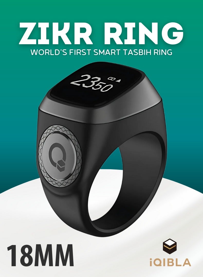Smart Zikr Ring Lite 22MM Prayer & Tasbih Counter - Black/Gray - Image 3