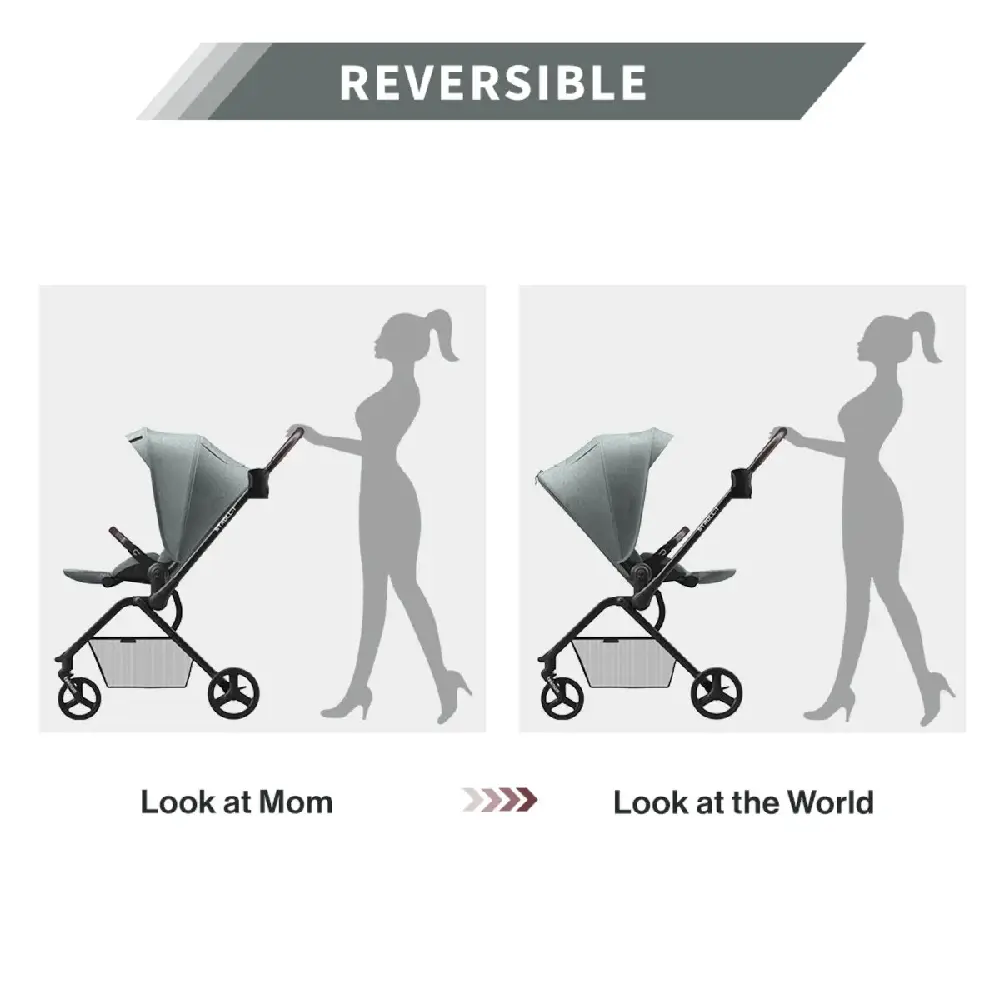 Teknum Stroll-1 Reversible Travel Stroller with UV50+ Canopy, Multi-Recline Seat & Coffee Cup Holder, Olive Green - TK_STROLL1_GR - Image 2