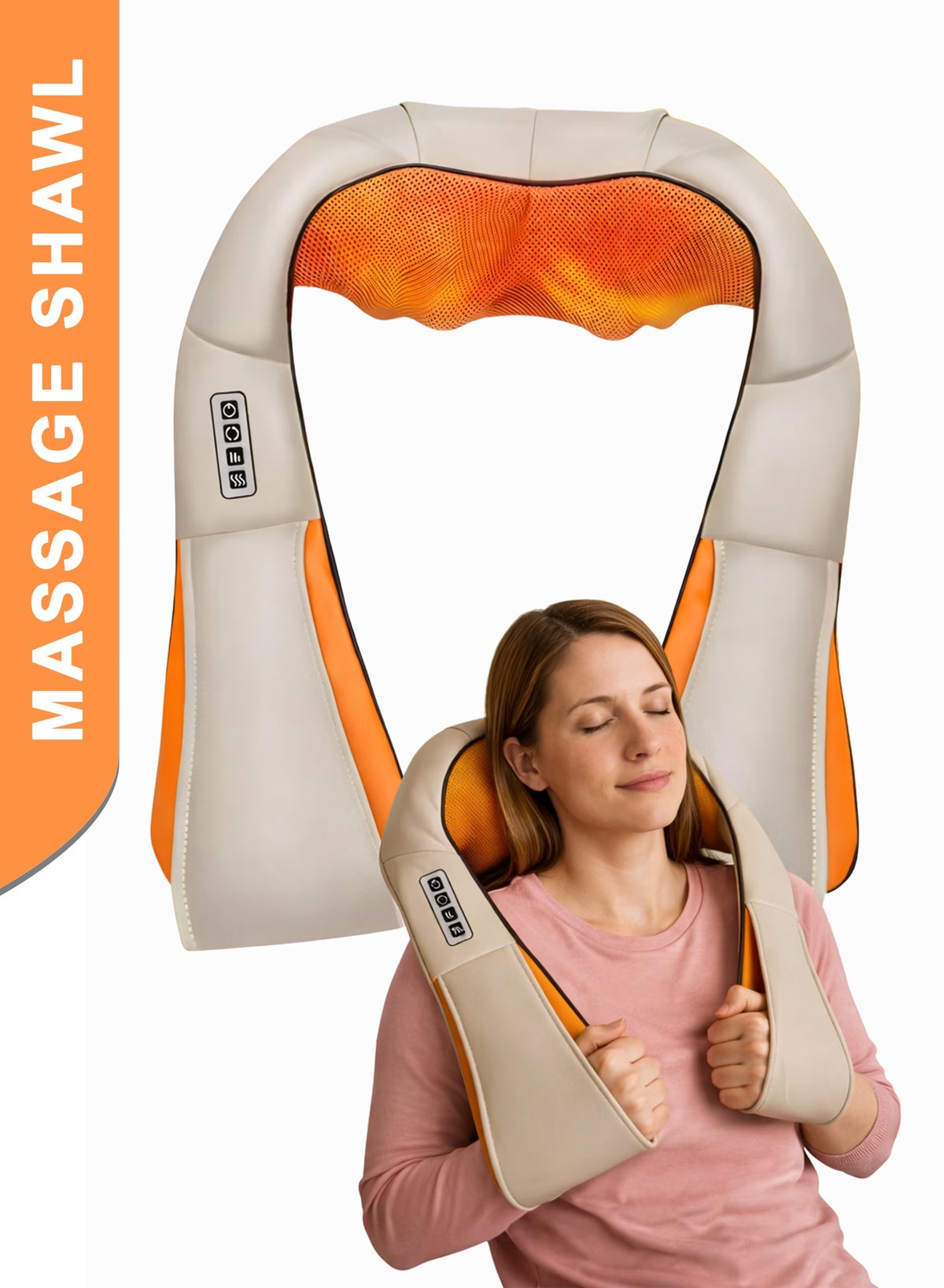 Home Car U Shape Shawl Electric Shiatsu Neck And Shoulder Back Foot Waist Abdominal Body Massager with Heat Vibration Deep Tissue 3D Cervical Kneading Pillow For Muscle Pain Relief