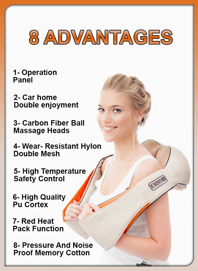 Home Car U Shape Shawl Electric Shiatsu Neck And Shoulder Back Foot Waist Abdominal Body Massager with Heat Vibration Deep Tissue 3D Cervical Kneading Pillow For Muscle Pain Relief - Image 2