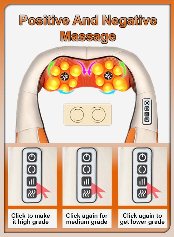 Home Car U Shape Shawl Electric Shiatsu Neck And Shoulder Back Foot Waist Abdominal Body Massager with Heat Vibration Deep Tissue 3D Cervical Kneading Pillow For Muscle Pain Relief - Image 4