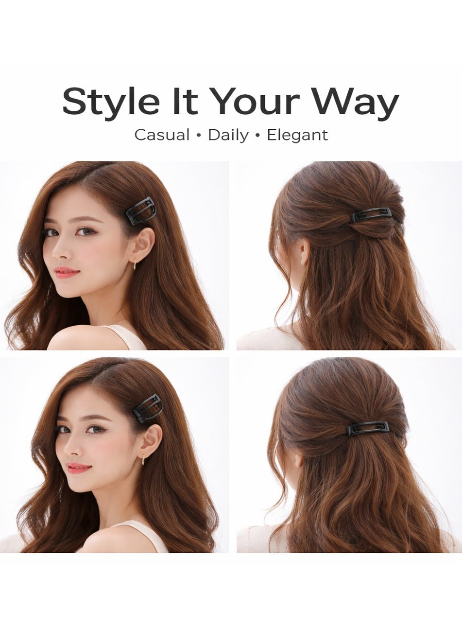 10 Pcs Black Snap Hair Clips for Women & Girls - Durable Strong Hold No Slip Hair Pins Metal Hair - Image 2