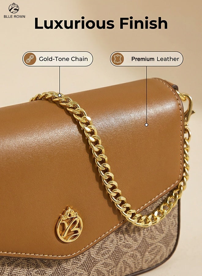 2PCS Bags for Ladies Women Hand Bag & Sling Bag Set, Mini Crossbody Purse with Adjustable Gold - Image 3