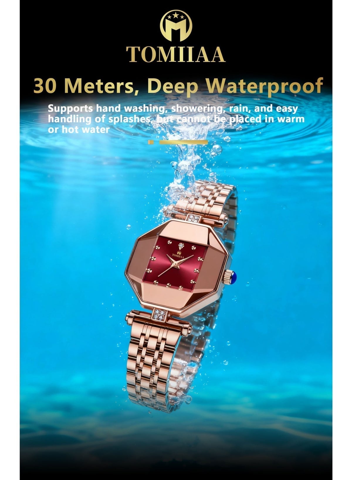TOMIIAA Women Watches Multifunction Chronograph Date Quartz Watch for Women Stainless Steel Band - Image 2