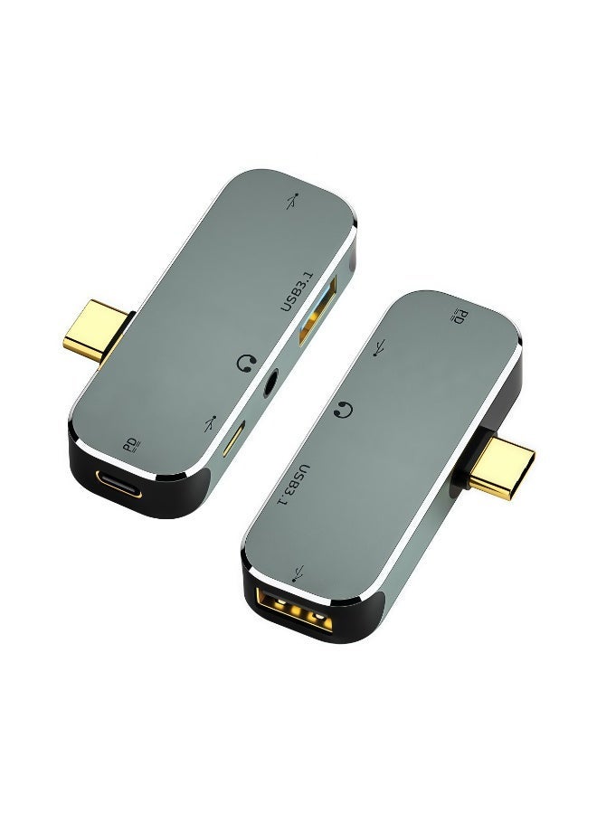 ASHATA 5 in 1 Mini HUB Type C Hub Hot Swappable 10Gbps 100W Type c Expansion Dock Type C to PD+Type C+AUX+USB3.1+AUX+USB2.0 Hub for Win for Android for OS X