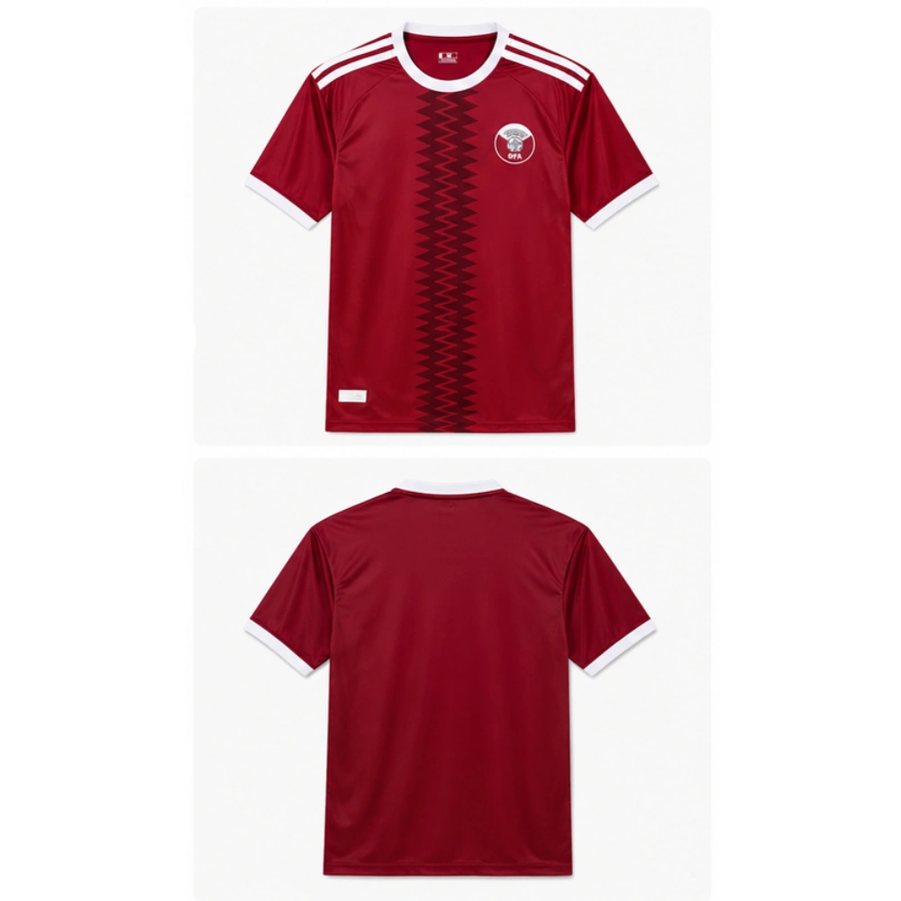 Qatar Jersey and Shorts Kit for Men - Red Patterned Jersey with Matching Shorts, Size L - Image 2