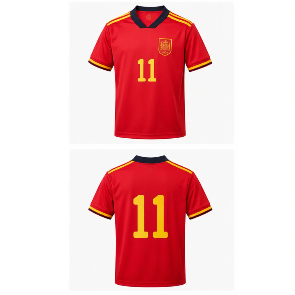 Spain Home Jersey and Shorts Kit for Men - Red and Navy Jersey with Navy Shorts, Size M - Image 2