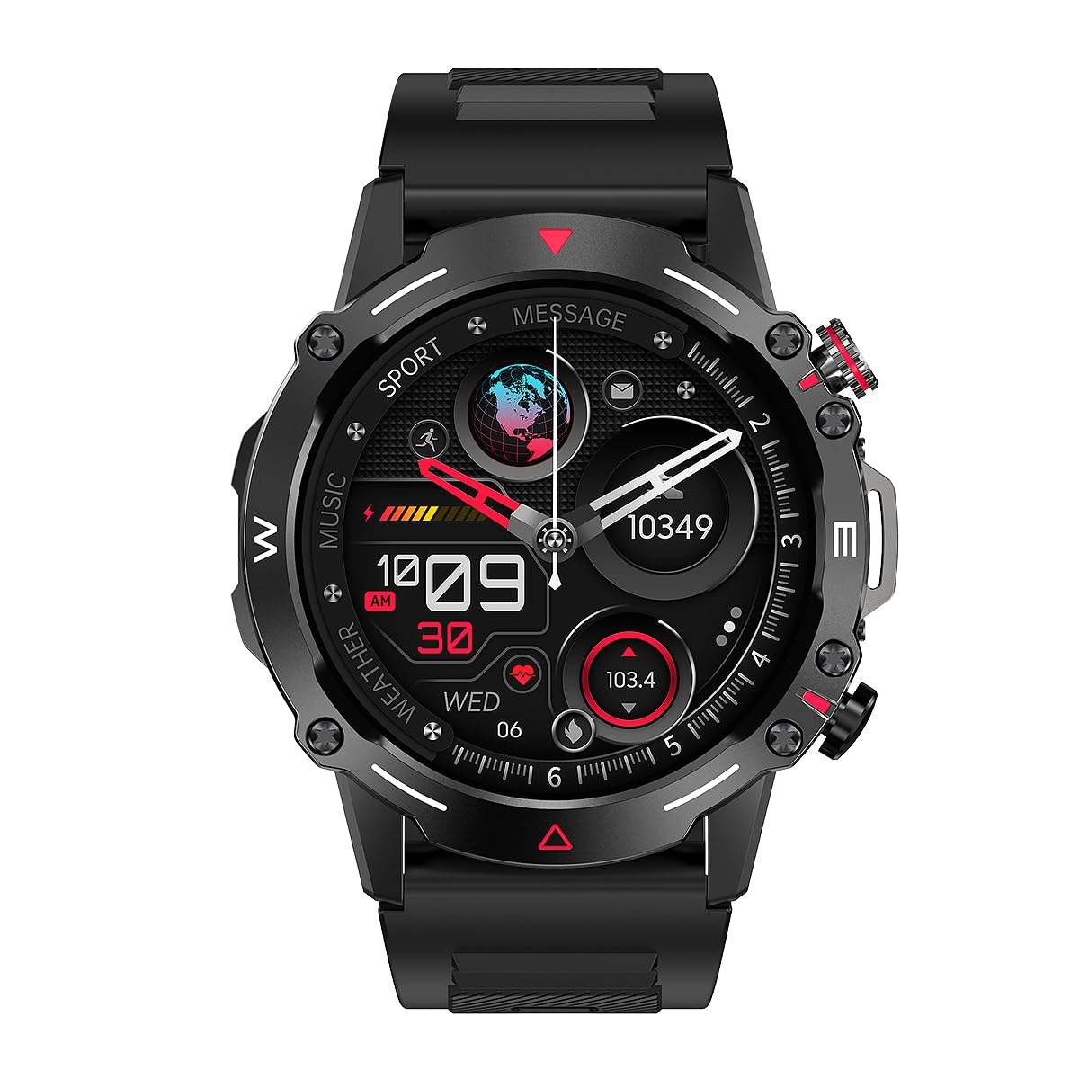 Armfit HULK Smart watch with AMOLED Always On Display Smart watches for men, BT Calling Waterproof Fitness Watch with Heart Sleep Monitor for Android iOS (Black)