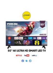 50 Inch 4K UHD Smart LED TV, Android OS, Built-in Wi-Fi – Black