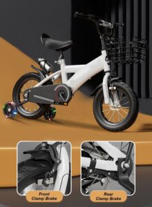 SYGA Bicycles for Kids 2-5 Years Old 14-inch Children’s Light Bicycle Magnesium Alloy 14 T (inch) Folding Bikes/Folding Cycle (Single Speed, Brown, Only Front Suspension)