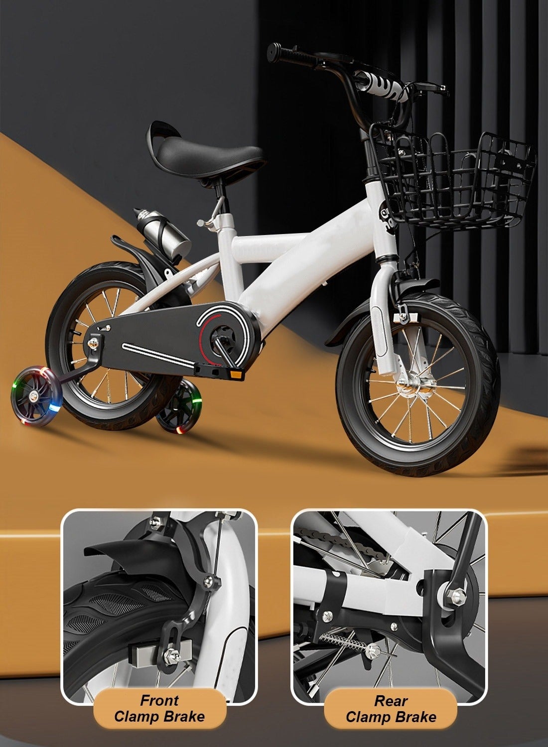 SYGA Bicycles for Kids 2-5 Years Old 14-inch Children's Light Bicycle Magnesium Alloy 14 T (inch) Folding Bikes/Folding Cycle (Single Speed, Brown, Only Front Suspension)