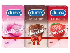 Multiflavored Extra Thin Condoms For Men - Bubblegum, Wild Strawberry, Intense Chocolate - 10 Count (Pack Of 3) | Sensually Flavored Condoms For Fun & Adventure