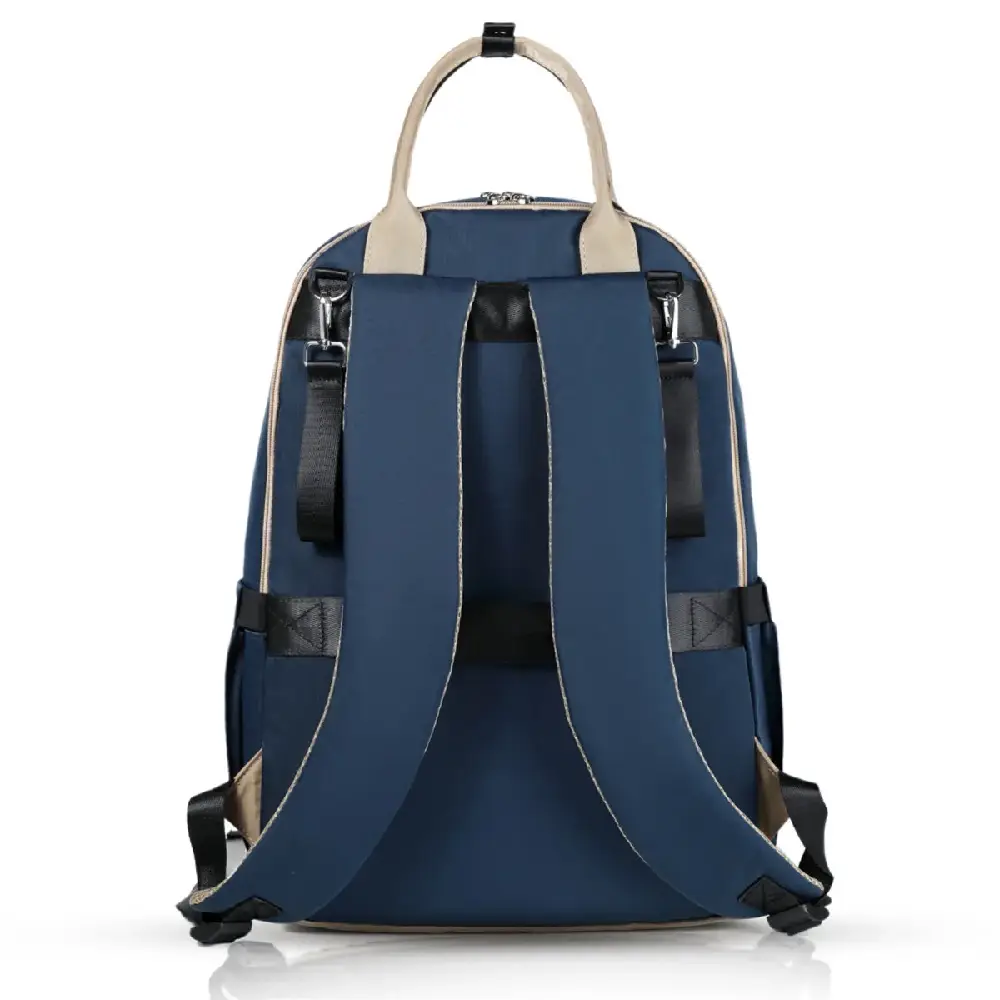 Little Story Kenzie Mom Dad Travel Diaper Backpack, 11 Pockets, Waterproof Polyester, Insulated Bottle Pockets, Laptop Sleeve, Trolley Compatible, Dark Blue - LS_CLDBP_NBU - Image 2