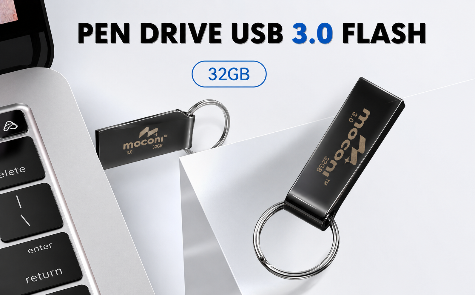 Moconi™ Speed Pro Plus USB Flash Drive 3.0, 32GB, Read Speed 120MB/s, Write Speed 60MB/s, Metal with Key Ring 5 Years Warranty (32, GB) - Image 3