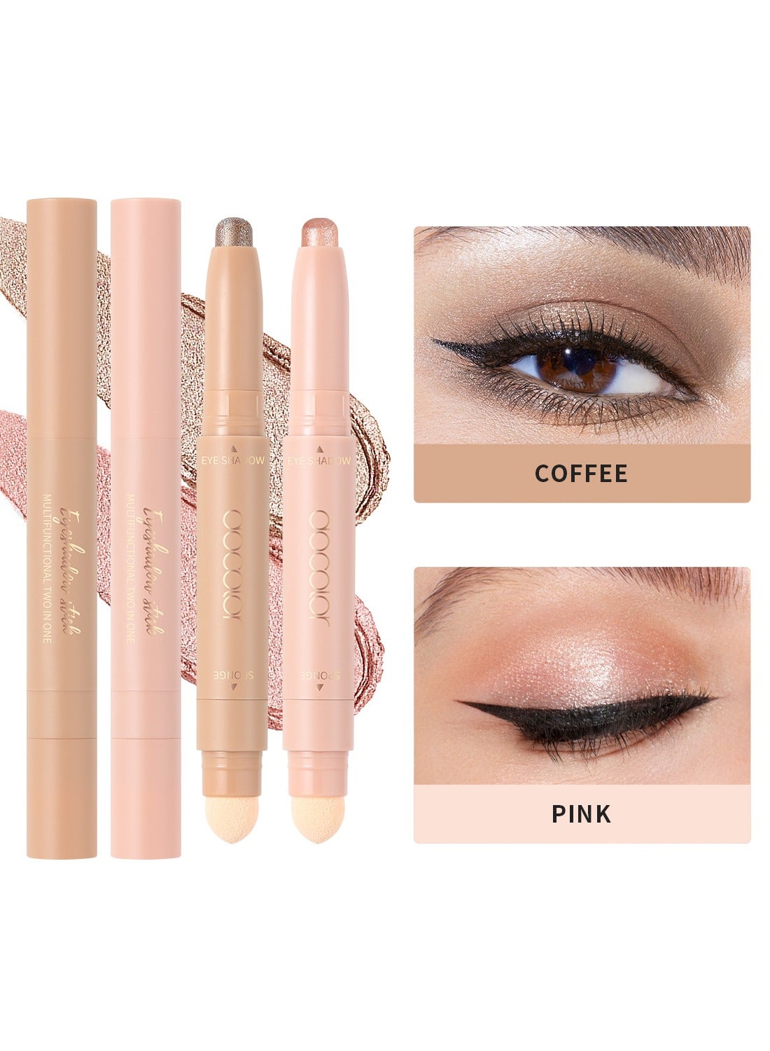 2 Pcs Double-Ended Eyeshadow Sticks – Crease-Proof & Waterproof for All-Day Wear