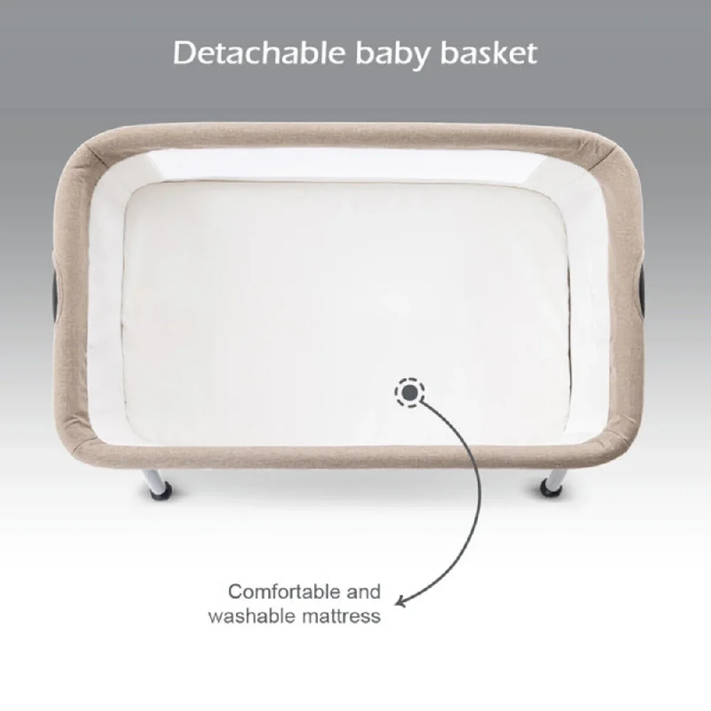 Teknum Sleepzen 2 Bedside Crib Bassinet, Breathable Mesh Design with Mattress & Storage Shelf, Newborn Baby Cot, Ivory - TK_SLPZEN2_IV - Image 4