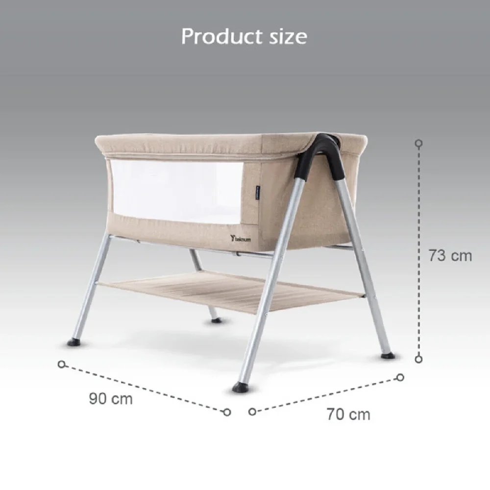 Teknum Sleepzen 2 Bedside Crib Bassinet, Breathable Mesh Design with Mattress & Storage Shelf, Newborn Baby Cot, Ivory - TK_SLPZEN2_IV - Image 5