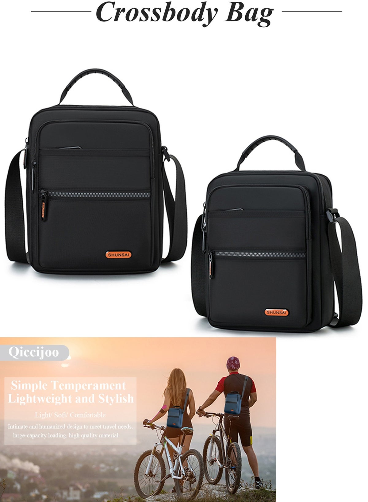 Qiccijoo Crossbody Bag Messenger Bag for Men or Women Casual Shoulder Bag Multiple Pockets Sling - Image 3