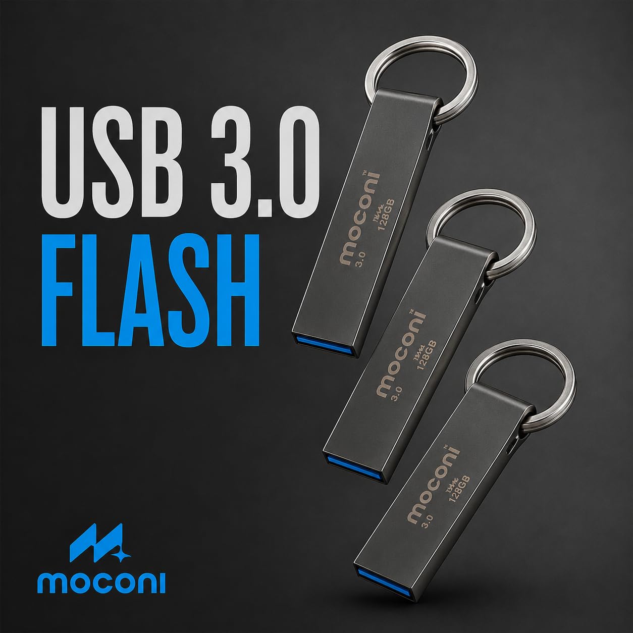 Moconi™ Speed Pro Plus USB Flash Drive 3.0, 128GB, Read Speed 120MB/s, Write Speed 60MB/s, Metal with Key Ring 5 Years Warranty (128, GB) - Image 5