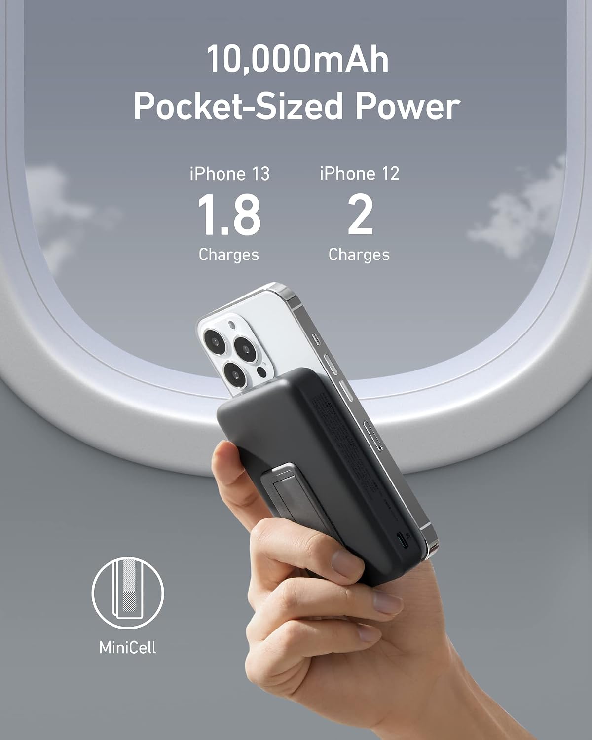 Anker 633 Magnetic Wireless Power Bank 10000mAh with Stand, 20W USB-C Power Delivery, Magsafe compatible for iPhone 12/13/14/15/15 Plus/15Pro/15Pro/16Pro/17ProMax,and Android Smartphones with Magsafe cases-Black - Image 3
