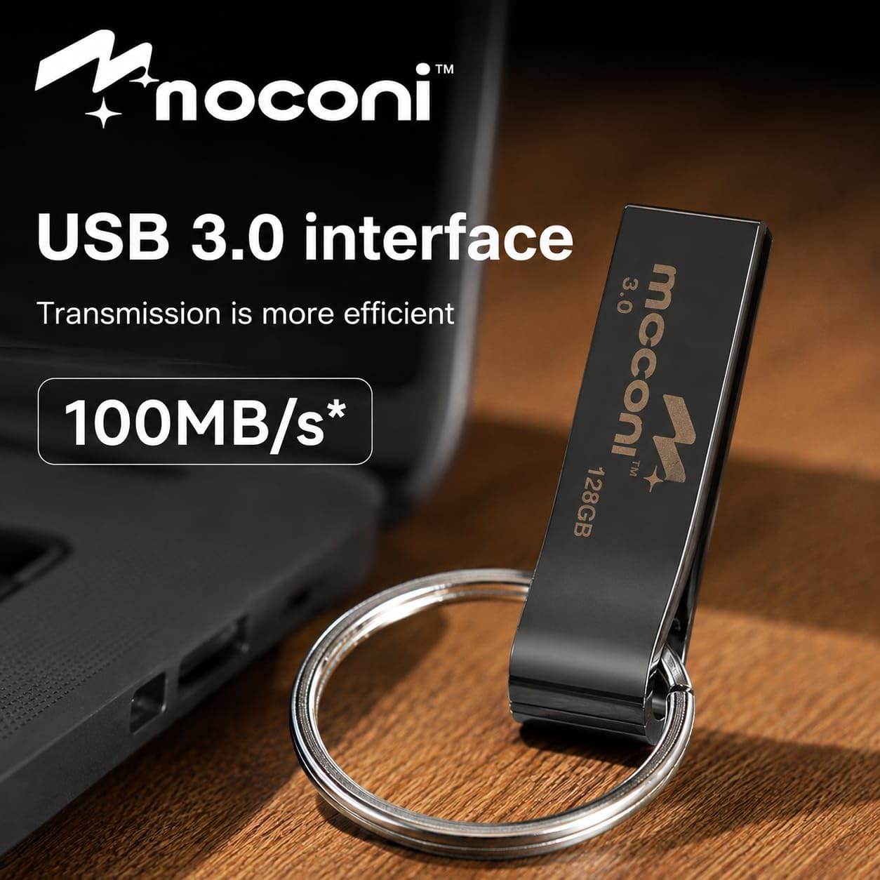 Moconi™ Speed Pro Plus USB Flash Drive 3.0, 128GB, Read Speed 120MB/s, Write Speed 60MB/s, Metal with Key Ring 5 Years Warranty (128, GB) - Image 4