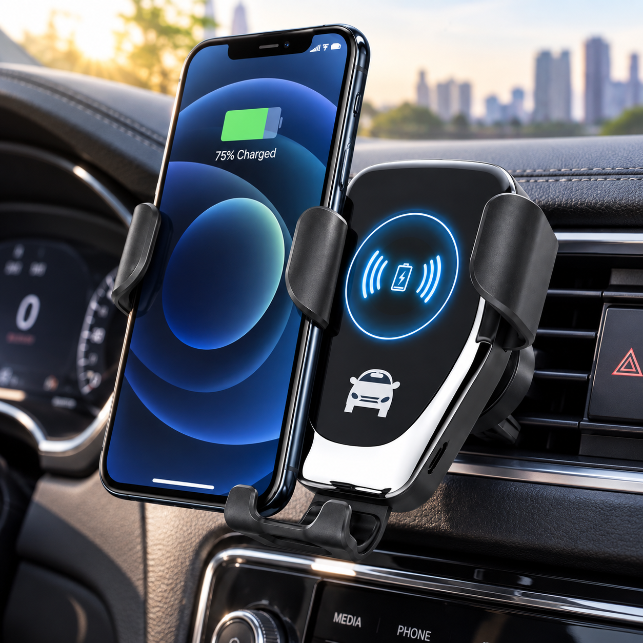 Auto Clamping Wireless Car Charger – Car Phone Holder Charger - Image 2