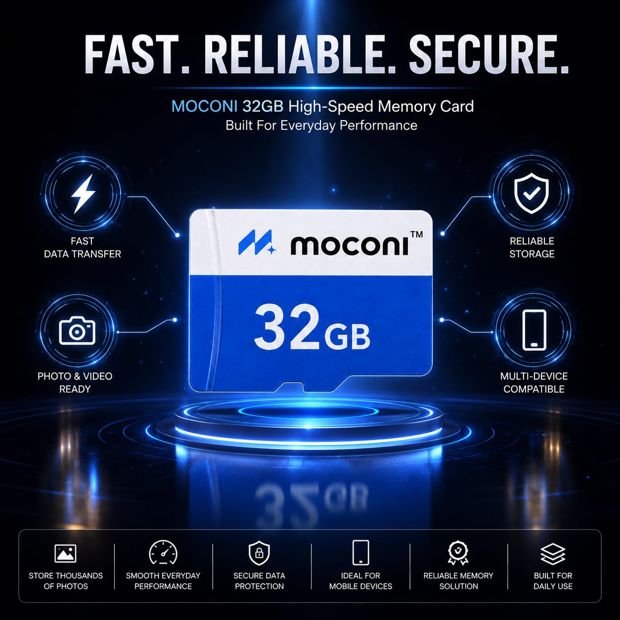 Moconi™ 32GB Memory Card with SD Adapter, Grade U-3/A1/V30 Class 10, Up to 70 Mbps Reading & 150 Mbps Writing Speed with High Performance of Data Transfer (32, GB) - Image 6