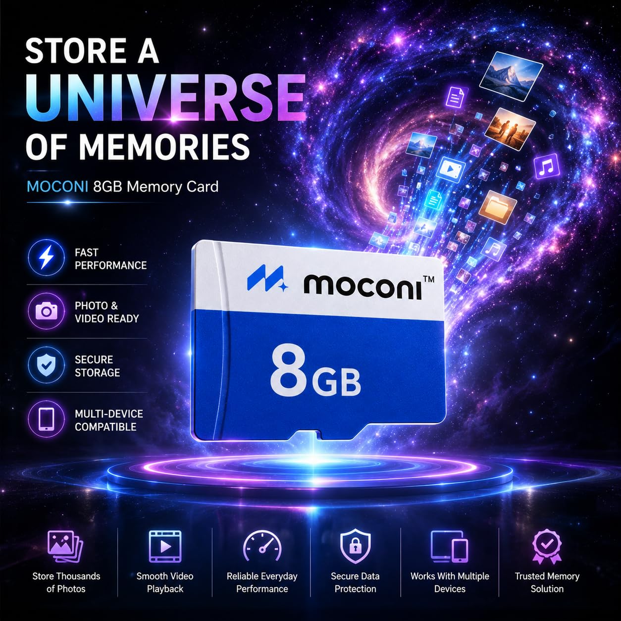 Moconi™ Memory Card 8GB Class 10, Up to 25 Mbps Reading & 40 Mbps Writing Speed with High Performance of Data Transfer (8 GB) - Image 6
