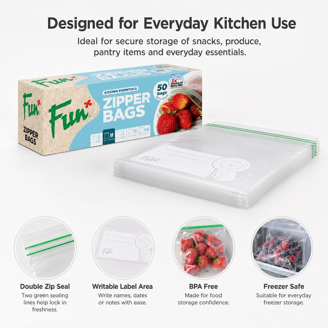 18.3x23.5cm, Clear, Medium - Leak-Proof & Durable Kitchen & Food Storage Essentials(Pack of 50) - Image 3