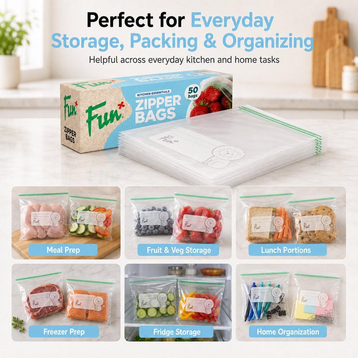 18.3x23.5cm, Clear, Medium - Leak-Proof & Durable Kitchen & Food Storage Essentials(Pack of 50) - Image 4