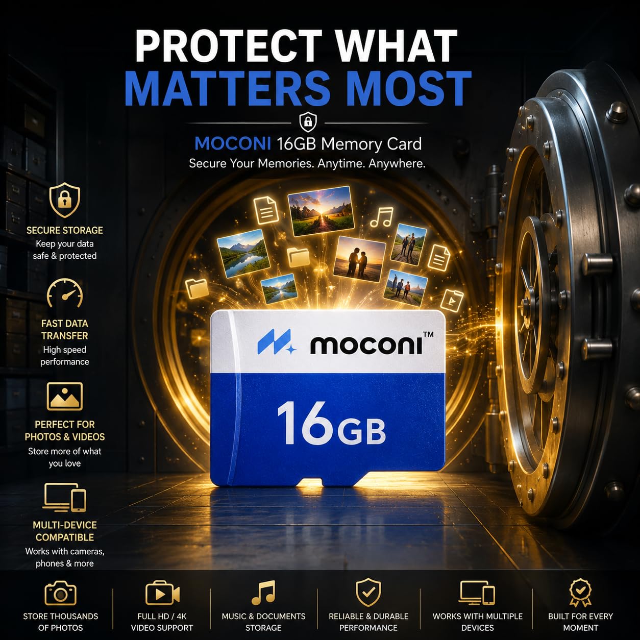Moconi™ 16GB Memory Card Grade A1 Class 10, Up to 30 Mbps Reading & 60 Mbps Writing Speed with High Performance of Data Transfer (16, GB) - Image 4