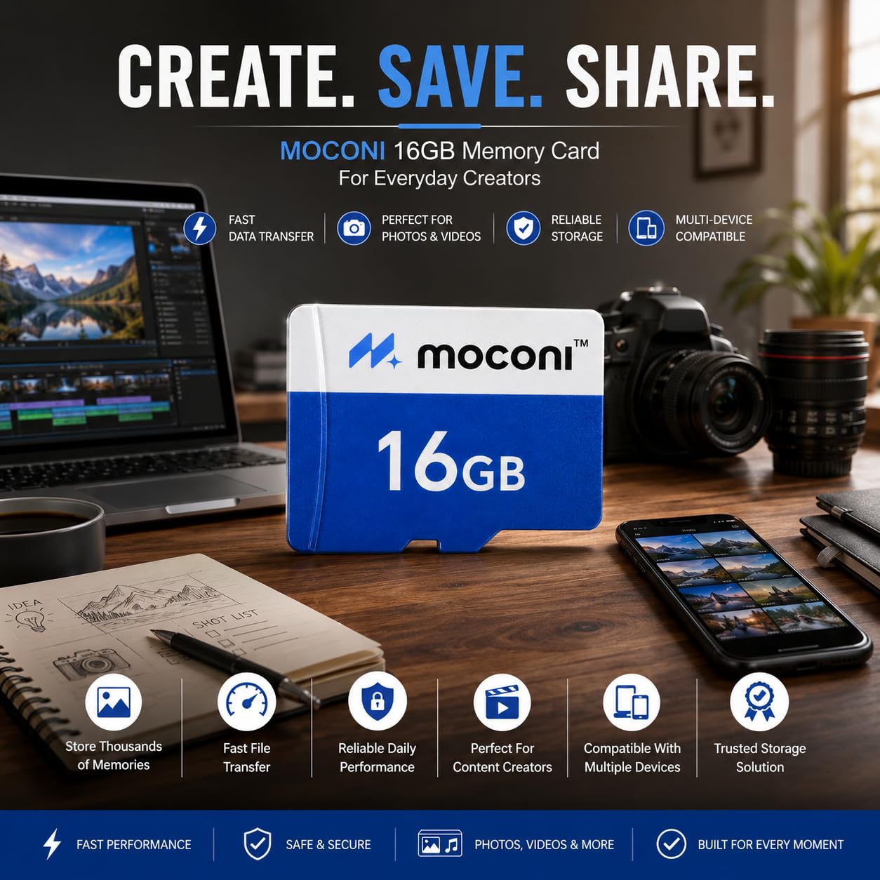 Moconi™ 16GB Memory Card Grade A1 Class 10, Up to 30 Mbps Reading & 60 Mbps Writing Speed with High Performance of Data Transfer (16, GB) - Image 5