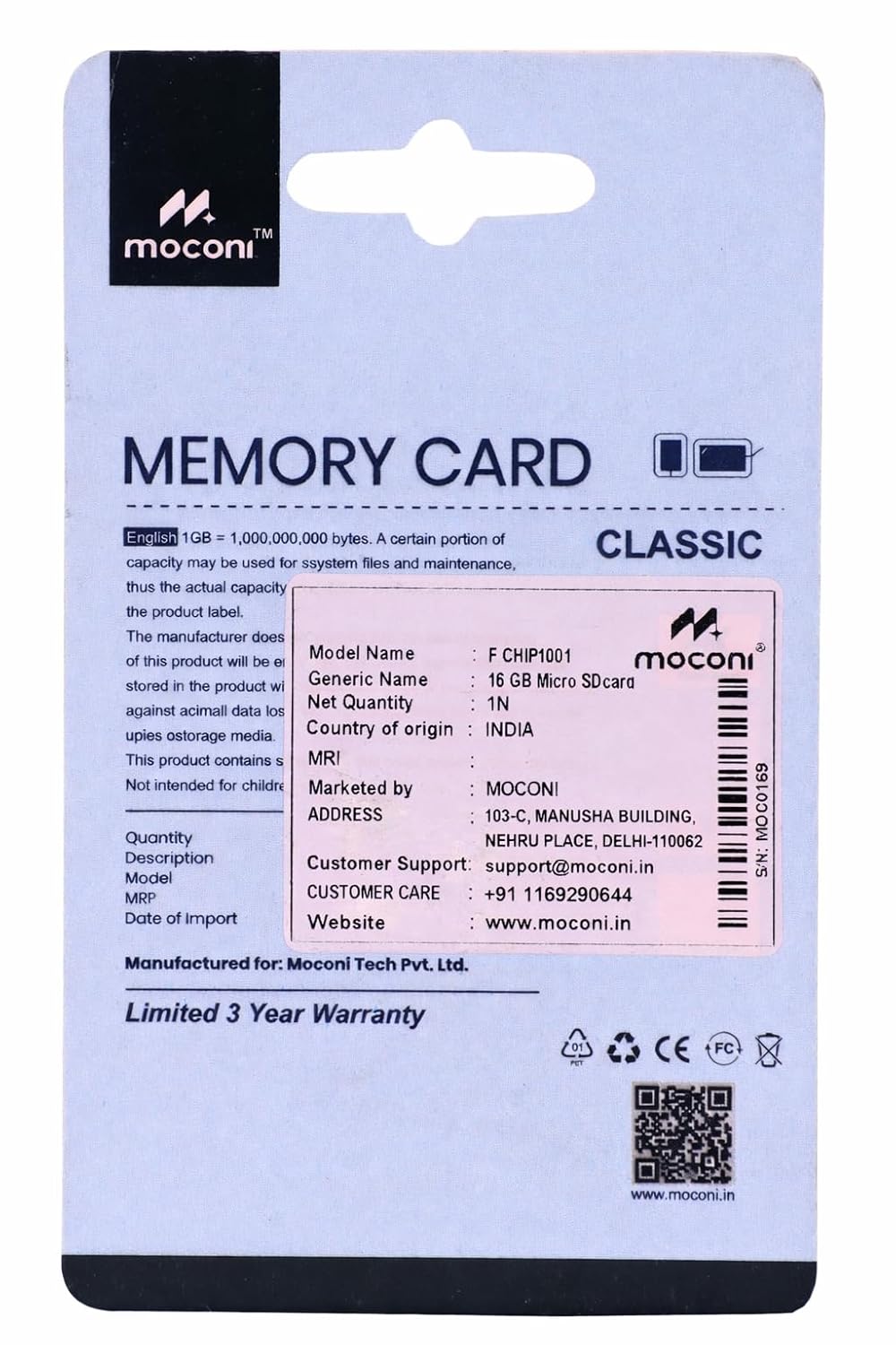 Moconi™ 16GB Memory Card Grade A1 Class 10, Up to 30 Mbps Reading & 60 Mbps Writing Speed with High Performance of Data Transfer (16, GB) - Image 3