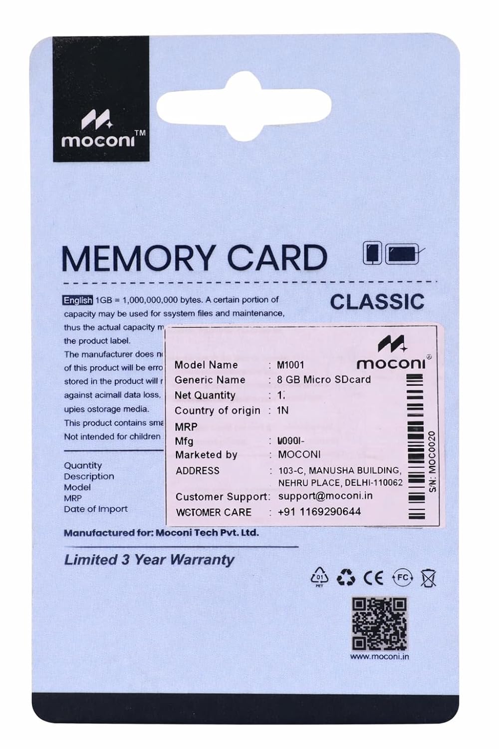 Moconi™ Memory Card 8GB Class 10, Up to 25 Mbps Reading & 40 Mbps Writing Speed with High Performance of Data Transfer (8 GB) - Image 3