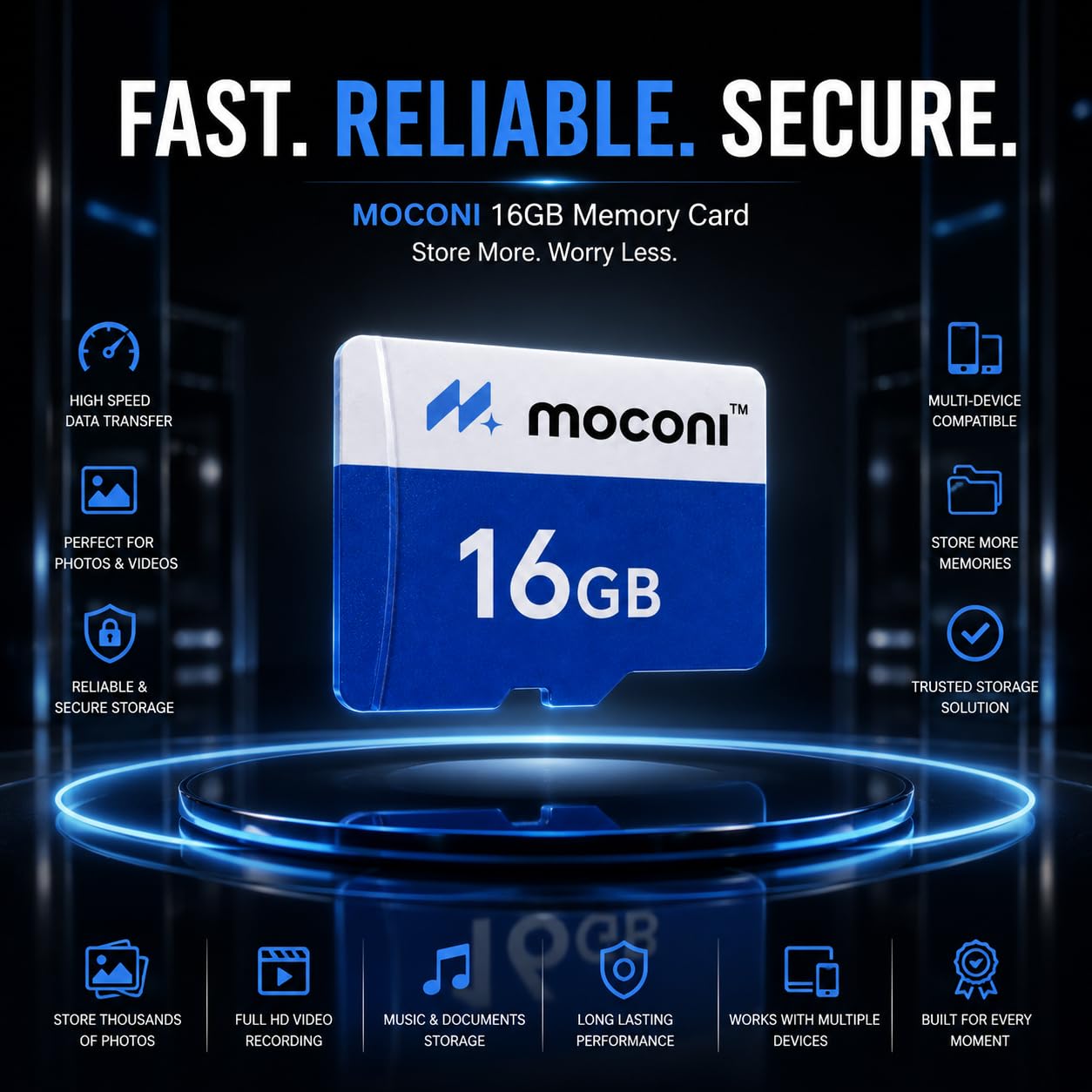 Moconi™ 16GB Memory Card Grade A1 Class 10, Up to 30 Mbps Reading & 60 Mbps Writing Speed with High Performance of Data Transfer (16, GB) - Image 6