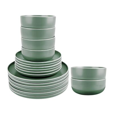 18 Pcs Stoneware Dinner Set - Serves 6 (Blue) | Durable Ceramic Tableware for Family Meals | Includes Plates, Bowls & Mugs | Stylish Everyday Design - Image 2