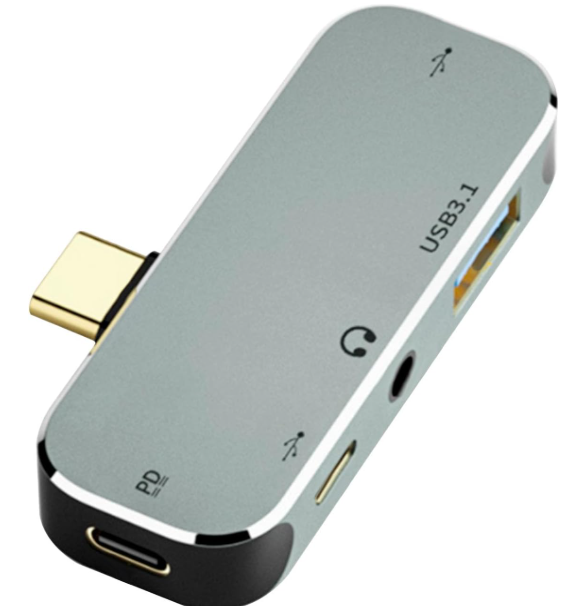 ASHATA 5 in 1 Mini HUB Type C Hub Hot Swappable 10Gbps 100W Type c Expansion Dock Type C to PD+Type C+AUX+USB3.1+AUX+USB2.0 Hub for Win for Android for OS X - Image 2