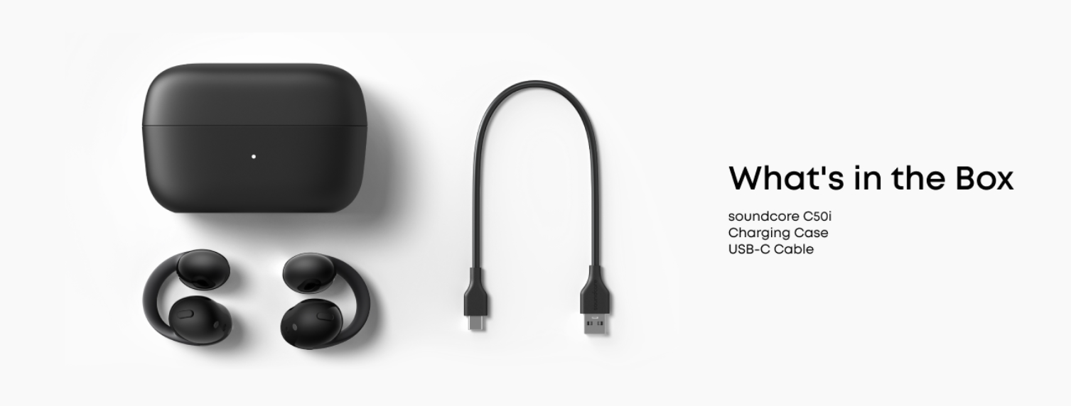 Soundcore C50i by Anker Open Ear Earbuds, Clip On Earbuds, Clip Headphones Ultra-Comfort for Running Workout, 12mm Drivers for Powerful Bass, 28H Playtime, Secure Fit, Hi-Res, IP55, Bluetooth 6.0 - Image 6