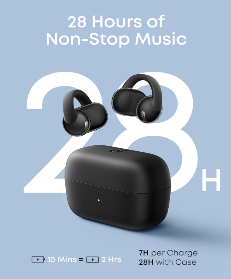 Soundcore C50i by Anker Open Ear Earbuds, Clip On Earbuds, Clip Headphones Ultra-Comfort for Running Workout, 12mm Drivers for Powerful Bass, 28H Playtime, Secure Fit, Hi-Res, IP55, Bluetooth 6.0 - Image 3