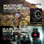 Armfit HULK Smart watch with AMOLED Always On Display Smart watches for men, BT Calling Waterproof Fitness Watch with Heart Sleep Monitor for Android iOS (Black) - Image 3
