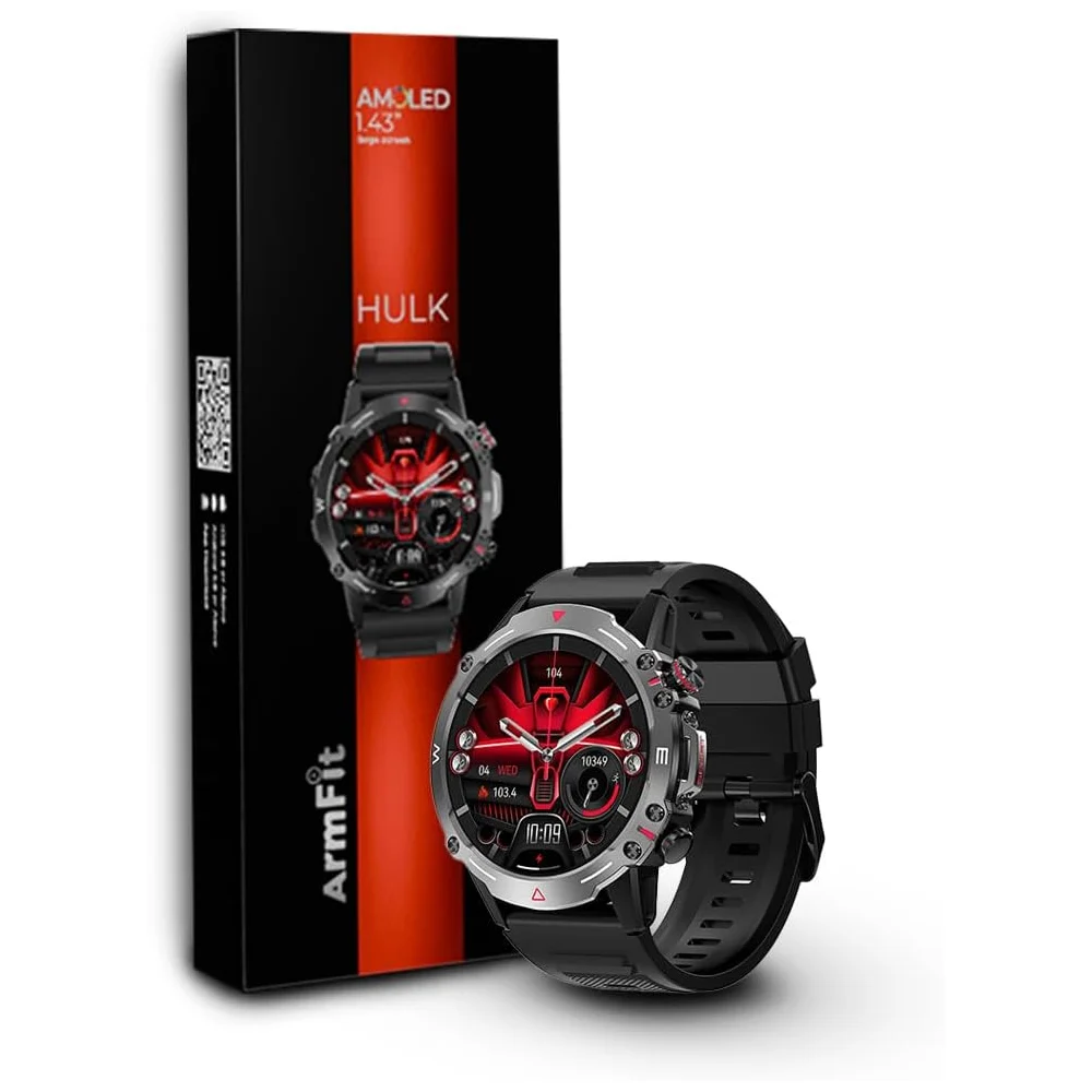 Armfit HULK Smart watch with AMOLED Always On Display Smart watches for men, BT Calling Waterproof Fitness Watch with Heart Sleep Monitor for Android iOS (Black) - Image 6