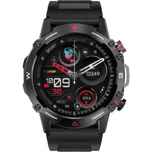 ArmFit HULK Smart Watch for Men, AMOLED Always-On Display, Bluetooth Calling, IP68 Waterproof Fitness Tracker with Heart Rate & Sleep Monitor, 100+ Sports Modes, Compatible with Android & iOS, Black