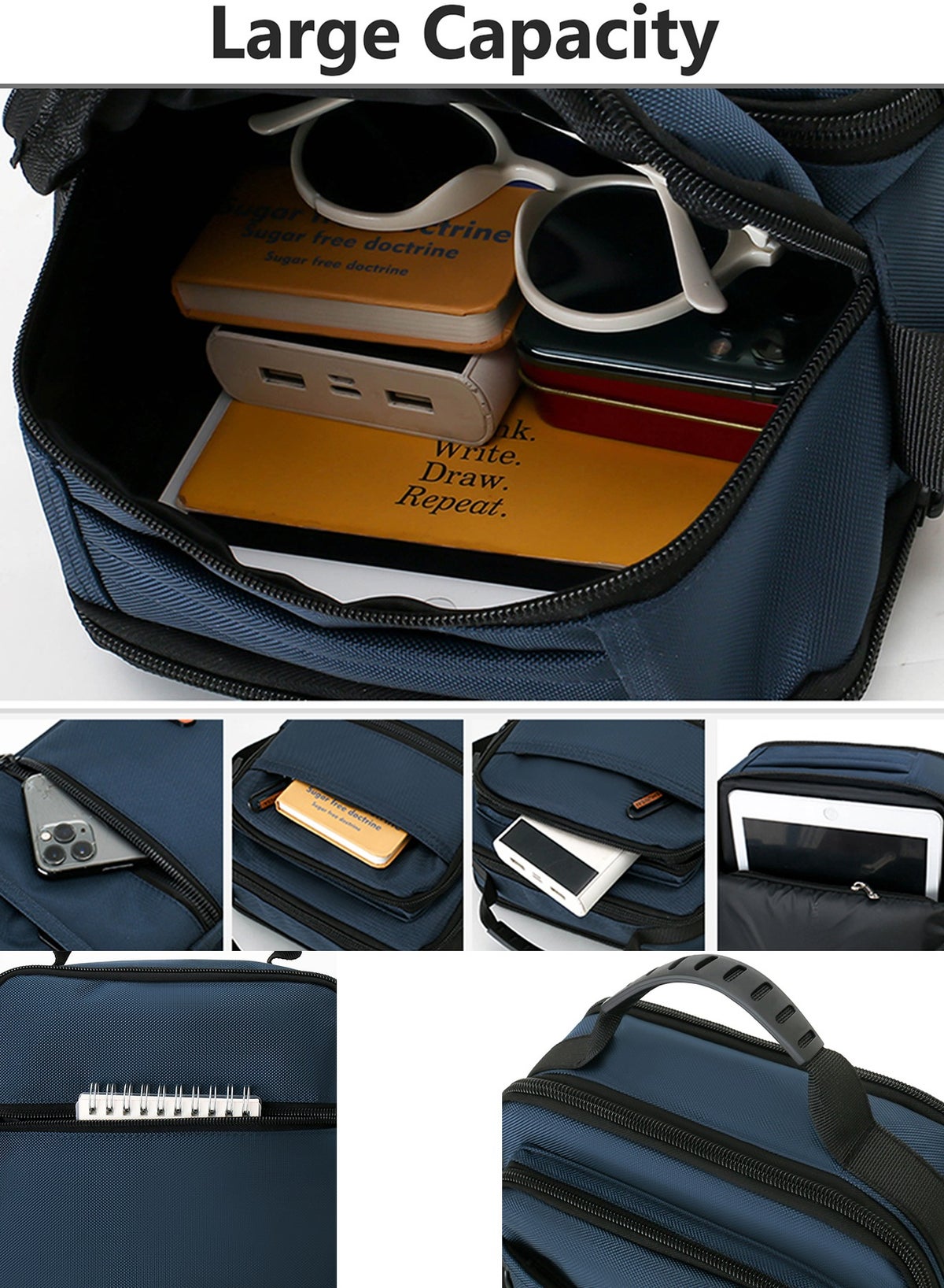 Qiccijoo Crossbody Bag Messenger Bag for Men or Women Casual Shoulder Bag Multiple Pockets Sling - Image 5