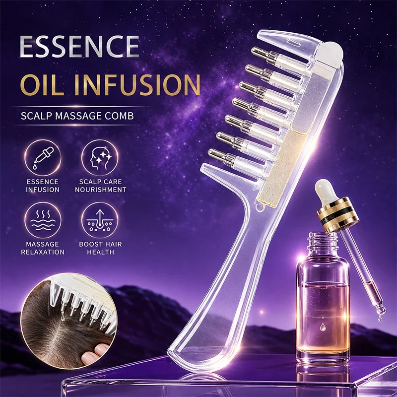 Scalp Oil Applicator Comb,With Fillable Scalp Serum Dispenser,Hair Oil Dispenser Comb,Ergonomic Handle, Scalp Massager, Portable Design, for Women and Men, Hair Growth Use - Image 2