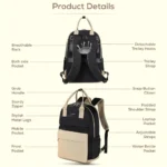 Little Story Kenzie Mom Dad Travel Diaper Backpack, 11 Pockets, Waterproof Polyester, Insulated Bottle Pockets, Laptop Sleeve, Trolley Compatible, Black - LS_CLDBP_BK - Image 5