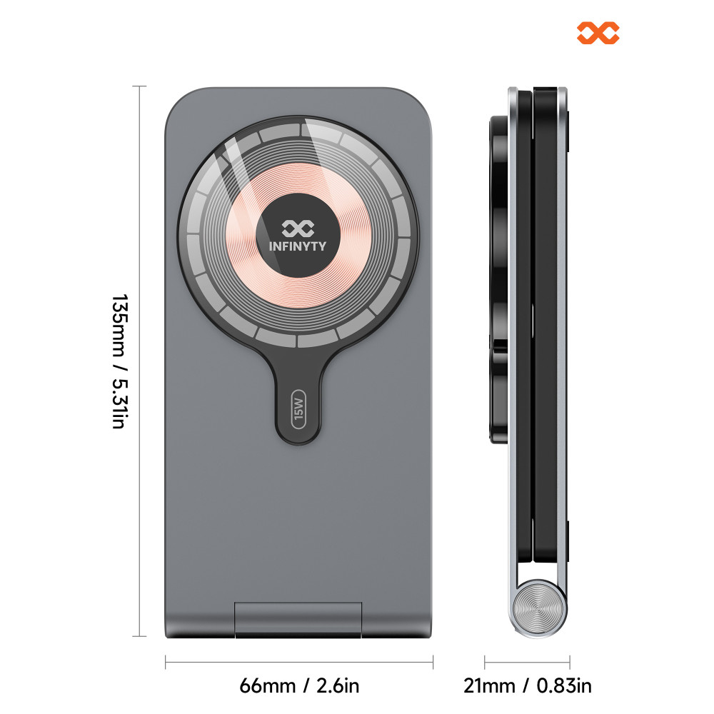 Infinyty MagIQ Hub 3-in-1 Magnetic Wireless Charger -Grey - W22 - Image 3
