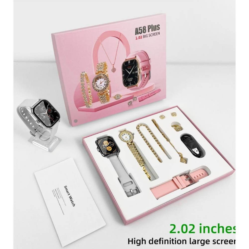 A58 plus smart watch with womens jewelry diamond set 8-in-1 Bluetooth sports watch - Image 2