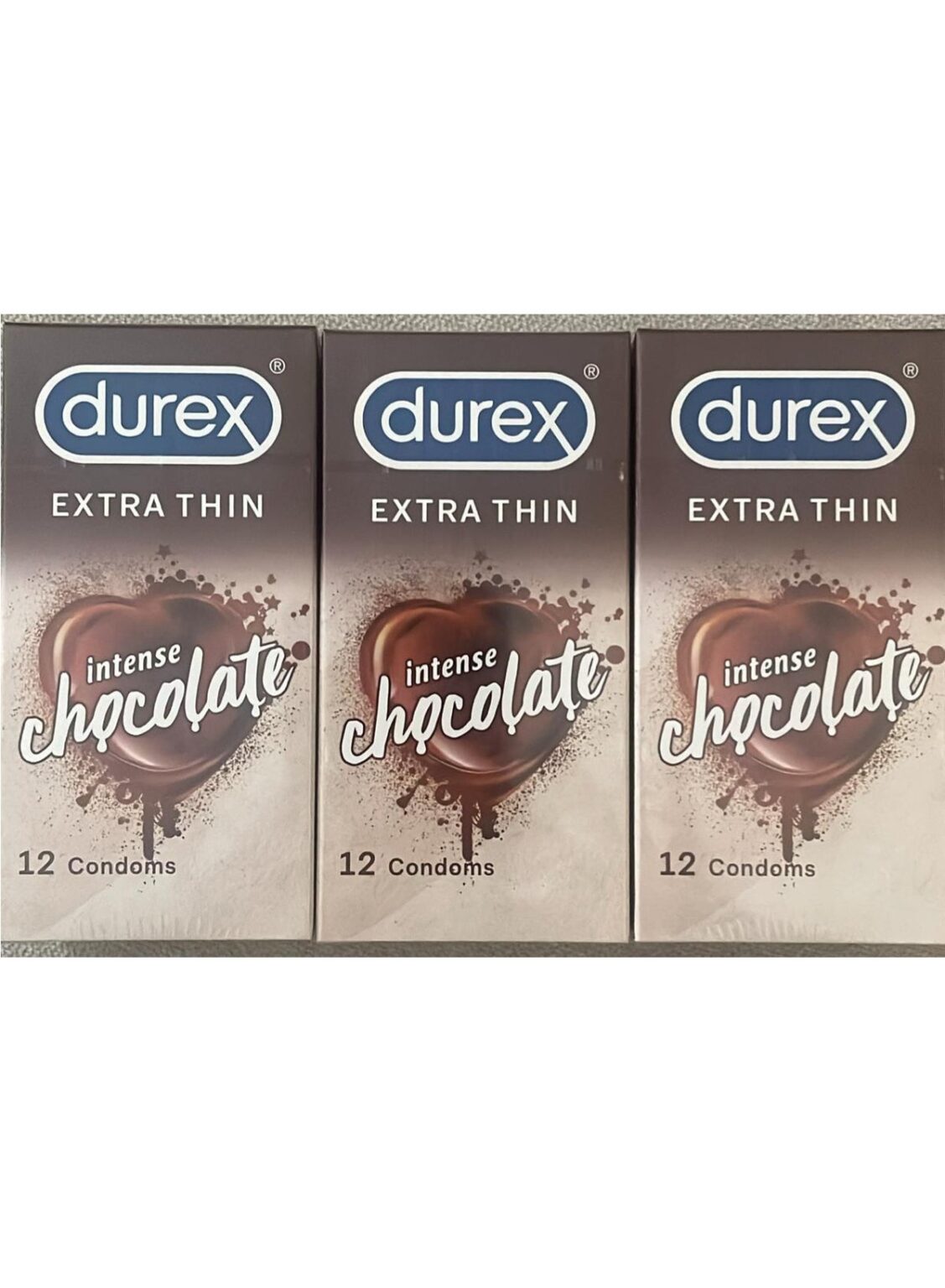 12-Piece Extra Thin Intense Chocolate Flavored Condoms, Pack Of 3